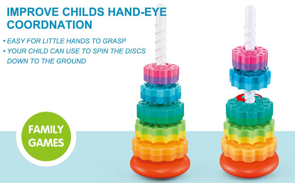 FineSource Super JoJo Stacking Rings Toy Plastic Rainbow Stacker