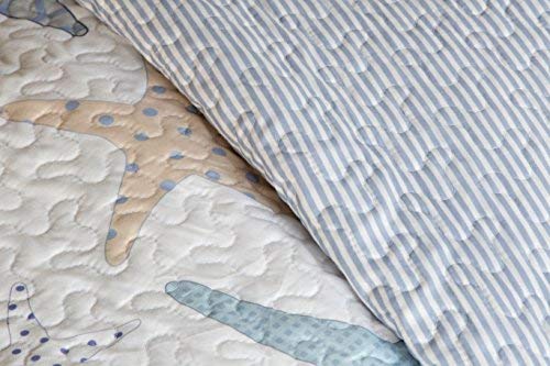 North End Decor Starfish Reef Coastal Quilt, King 3-Piece Bedding Sets, 110"x96", White