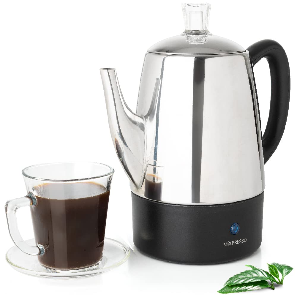 Photo 1 of Mixpresso 10 Cup Percolator Coffee Pot Electric, Stainless Steel Coffee Percolator Electric With Keep Warm Function, Classic Perculator Pot With Removable Basket for Home or Office