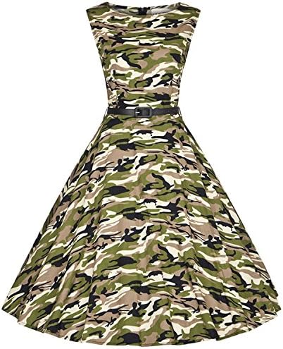 Penin New Women Dress Army Green Summer Audrey 50S 60S Vintage Dresses Vestidos Plus Size Rockabilly Camouflage Xs-4Xl