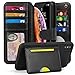 CORNMI iPhone Xs Max Wallet Case, 13 Card Holders Crossbody Wrist Strap Mirror Kickstand Detachable Purse Leather Folio Zipper Pocket Flip Protective Cover Black