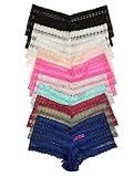 MoDDeals Woman's Plus Size & Regular Size Floral Pattern Lace Boyshort Panties Great As Gift 12 Pack