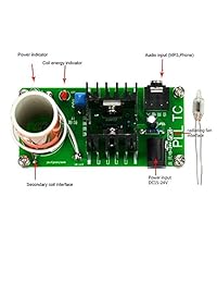 aoshike DC 15 24 V 15 W mini Música Tesla bobina de plasma altavoz DIY Kits de plasma altavoz Tesla Transmisión Inalámbrica Kits de bricolaje