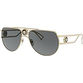 Versace VE 2225 100287 Gold Metal Aviator Sunglasses Grey Lens