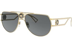 Versace VE 2225 100287 Gold Metal Aviator Sunglasses Grey Lens