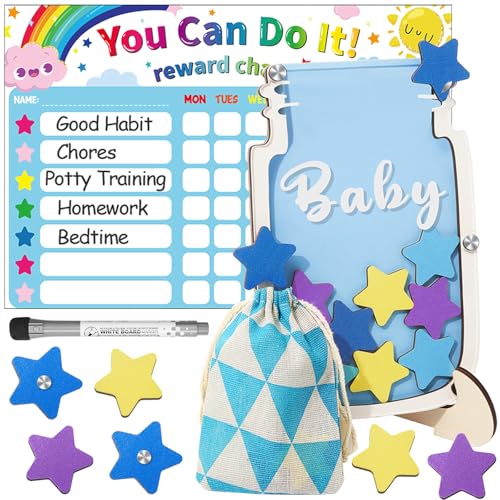 Mua Fiada 25 Pieces Magnetic Reward Jar Star Jar Chore Chart for Kids ...