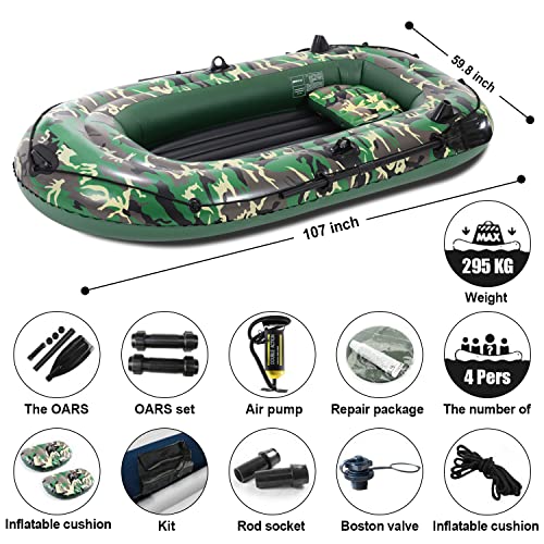 SOARRUCY 4 Person Inflatable Boat Set Series 9 FT Inflatable Raft Set