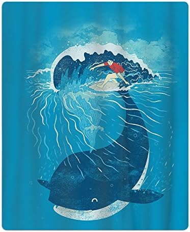 Cartoon Whale Wave Animal Kids Bath/Beach/Pool Towel 17.3 X 21 Inches Thick Plush Luxurious Velour Pile - Highly Absorbent