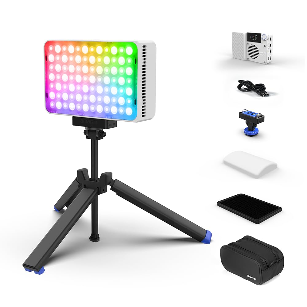 Amaran Ace 25c RGBWW LED Light - Kits, 32W On-Camera Video Light, 2300K-10000K, 5908 Lux @ 0.5m, USB-C Fast Charging, Magnetic Mount, 12 Lighting Effects, Wireless amaran App Control - White