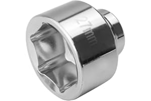 Ibetter 27mm 6-Point Socket, Low Profile Oil Filter Wrenc, 3/8" Drive Heavy Duty Oil Filter Cap Removal Tool For Mercedes-Benz A-Class,Ford,Renault,Nissan,Dodge,Hyundai,Kia,Mini,Fiat. (Silver)
