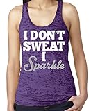 SoRock's Women's I Don't Sweat I Sparkle Burnout Tank Purple Small