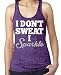 SoRock's Women's I Don't Sweat I Sparkle Burnout Tank Purple Small
