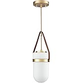 HYDELITE Modern Gold Pendant Light Water Drop Milky Glass Brown Belt Rain Drop Adjustable Height Woven Cord Light Fixture for