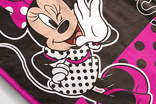 Disney Minnie Mouse Dots are The New Black Raschel Throw Blanket - Measures 43.5 x 55 inches, Kids Bedding - Fade Resistant Super Soft - (Official Disney Product)