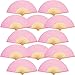 Bememo 12 Pack 8.3 Inch Chinese Paper Foldable Hand Fan for Women, Paper Silk Bamboo Handheld Decorative for Wedding Bridal Shower Festival Dance Decoration Party Favors DIY (Pink)