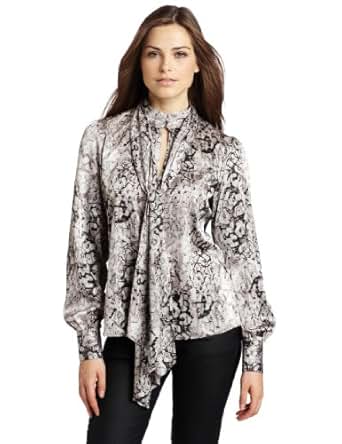 Vince Camuto Womens Long Sleeve Tie Neck Blouse, Rich