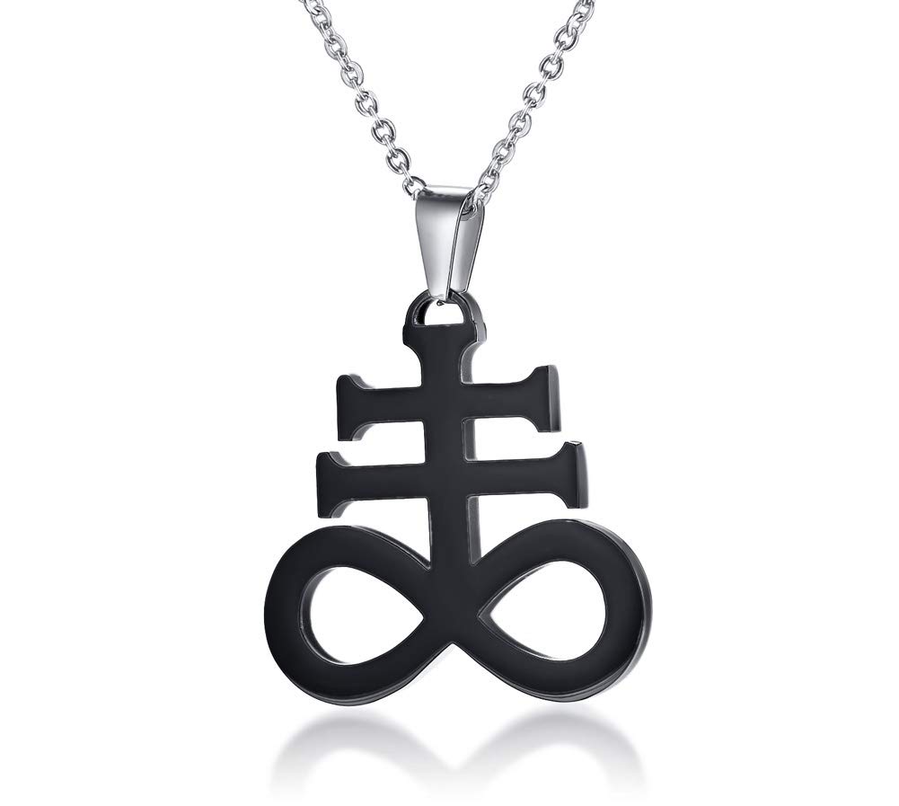 VNOX Two-tone Stainless Steel Church of Satan Satanic Leviathan Cross Pendant Brimstone Symbol Necklace for Men,Religious Jewelry โ image 1