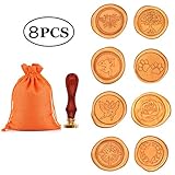 Wax Stamp Set, Aymayo 8 PCS Wax Seal Stamp Brass Heads and 1 PCS Wooden Handle, Arts & Crafts Vintage Adhesive Sealing Wax Stamp Kit with Gift Bag- Great Gift for a Friend or Yourself