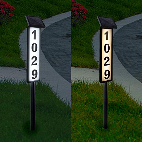 ATDAWN Solar Lighted House Address Numbers Sign, Solar Powered House