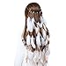 Boho Feather Headband Indain Headdress - AWAYTR Tribal Hair bands White Hippie Custome Fancy Dress Headwear (White+beige)