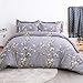 Bedsure Duvet Cover Set King Dark Grey Plum Blossom Pattern Comforter Cover 3 Pieces(104x90 inches) Soft Microfiber