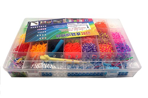 Gift Prod 4400Pcs Colorful Rubber Band Refill Kit for Loom Rainbow Bracelets Dress Making 22 Colors Rainbow Rubber Band 1 Big Hook,6 Small Hook,10 Pendants,1 Monster Tailloom Board,2 Y-shape (Style 1)