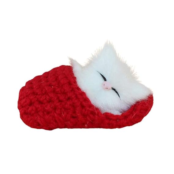 EXCEART Mini Kitten in Shoe Sleeping Cat in Slipper Doll Toy Decor Hand