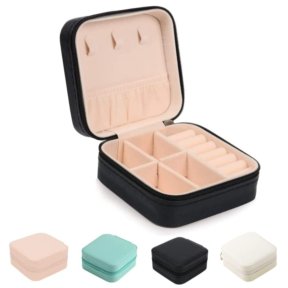 JARAGAR Small Jewellery Box, Portable Travel Jewellery Organiser Leather Mini Travel Jewelry Box for Rings Earrings Necklace Bracelets Jewelry Gift for Women Girls