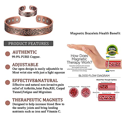 Copper Bracelet for Men Arthritis Pain Relief, BioMag Therapy Bracelets for Carpal