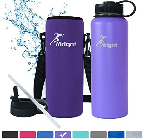 Stainless Steel Vacuum Insulated 40/32 OZ Sports Water Bottle|Best Water Bottle for Men&amp;Women|BUY ONE GET THREE FREE GIFTS-A Straw Lid&amp; A Bottle Pouch &amp; A Bottle Brush-Purple 40
