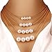 Usstore Women Lady Multilayer Metal Size Double Faux Pearl Necklace