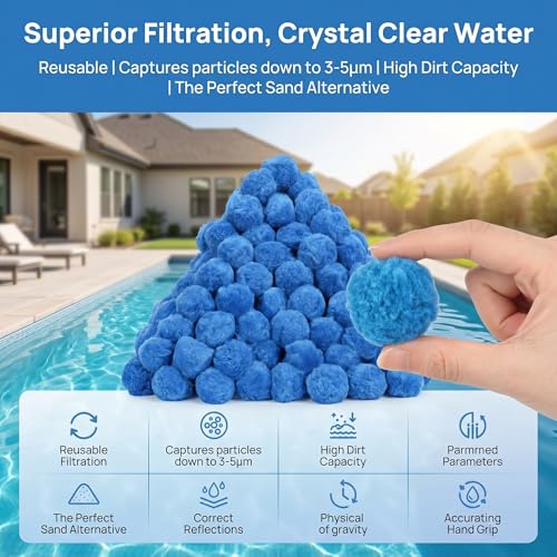 Pool Filter Balls, Pool Filter Balls, Reusable Filter Balls, Suitable for Filtration Systems such as Pools, Sand Filters and Aquariums Swimming Pool Filter Balls (1000g)