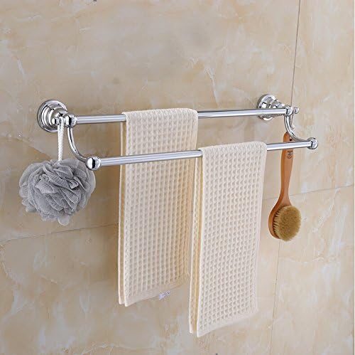 Chrome double pole towel rack, stainless steel towel bar, bath towel rack