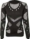 Spiral - Womens - GOTHIC ROCK - Mesh Holes Grunge Top Black