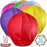 Coral Entertainments Biodegradable Chinese Lanterns with Box, 8 Assorted Colors and 2 White, 10-Pack