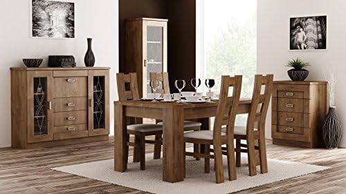 4myBaby Best For Home Dining Table + Chair Set: 1 x Dining Table 140 x 90 Lefkas Oak + 4 x Dining Chairs Made in Eu