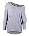OUGES Women's Batwing Sleeve Knit Casual Pullover Sweater Blouse(Gray,XXL)