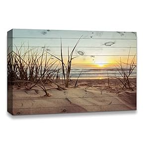 Canvas Wall Art Romantic Scene of Sea Painting Artwork for Home Prints Framed - 12x18 inches