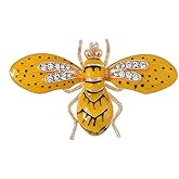 Yellow Gold Bee Brooch Pin for Women Girls Fashion Enamel Rhinestone Honeybee Bumblebee Animal Insect Brooches Lapel Pins Dainty Dress Accessories Christmas Halloween Holiday Jewelry Gift