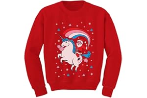 Tstars Santa Riding Unicorn Ugly Christmas Sweater Style Sweatshirt Holiday Xmas Toddler Kids Girls Sweatshirts