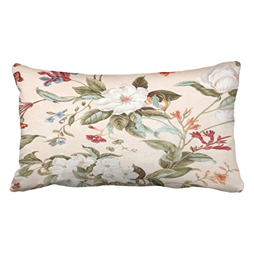 Emvency Decorative Throw Pillow Square Size 20x36 Inches Delicate Floral Pattern Outdoor Pillowcase Cover With Hidden Zipper Decor Cushion Gift For Home Sofa Bedroom Couch Car