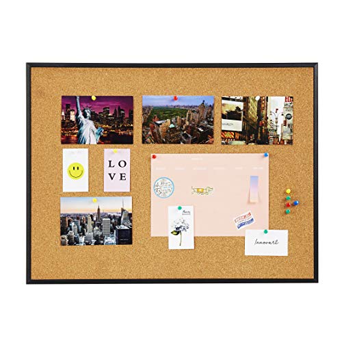 INNOVART Cork Bulletin Board 48" X 36" with 10 Push Pins, Corkboard