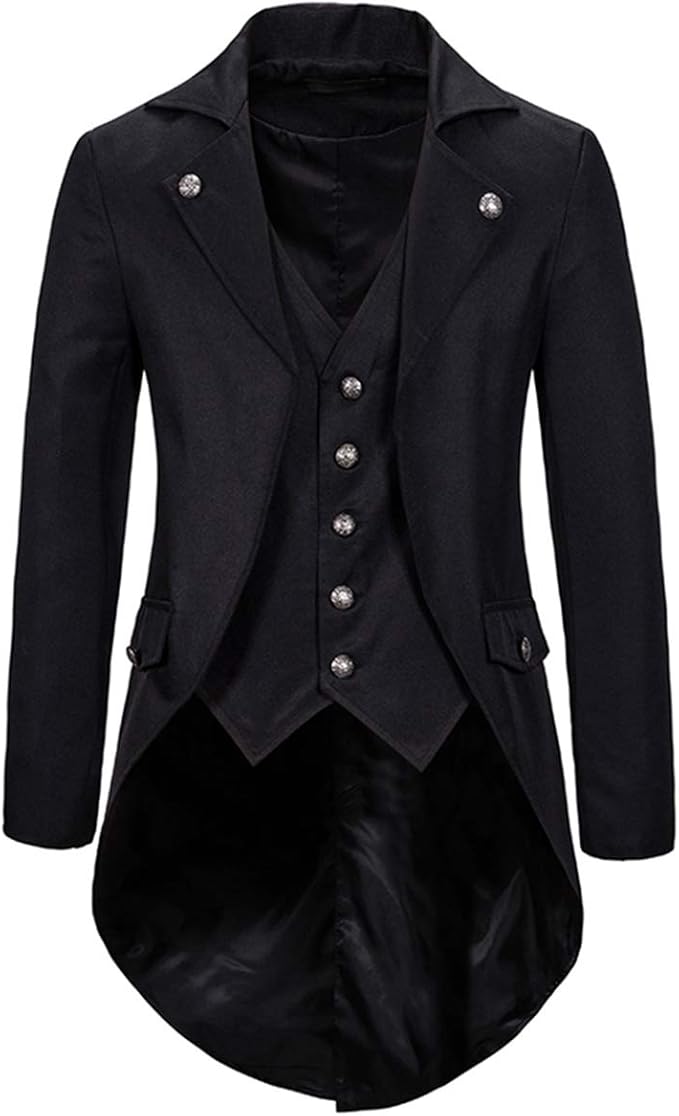 Mens Formal Tailcoat Slim Swallowtail Coat Single Breasted Dinner Dress