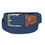 CTM Men's Big & Tall Elastic Braided Belt with Silver Buckle and Tan Tabs