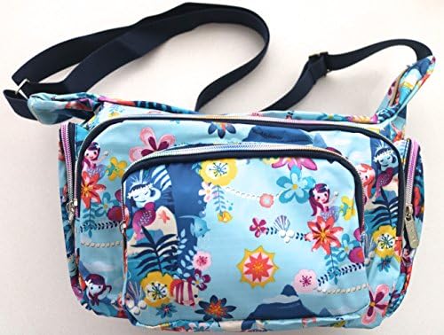 Lightweight Nylon Crossbody Messenger bag with Zipper Pockets (mermaid)