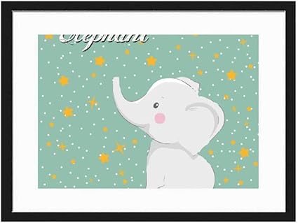 Amazon.de: happygoluck1y Gerahmter Kunstdruck mit Elefantenmotiv