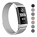 SWEES Metal Bands Compatible Fitbit Charge 3 and Charge 3 SE, Milanese Stainless Steel Magnetic Small (5.5