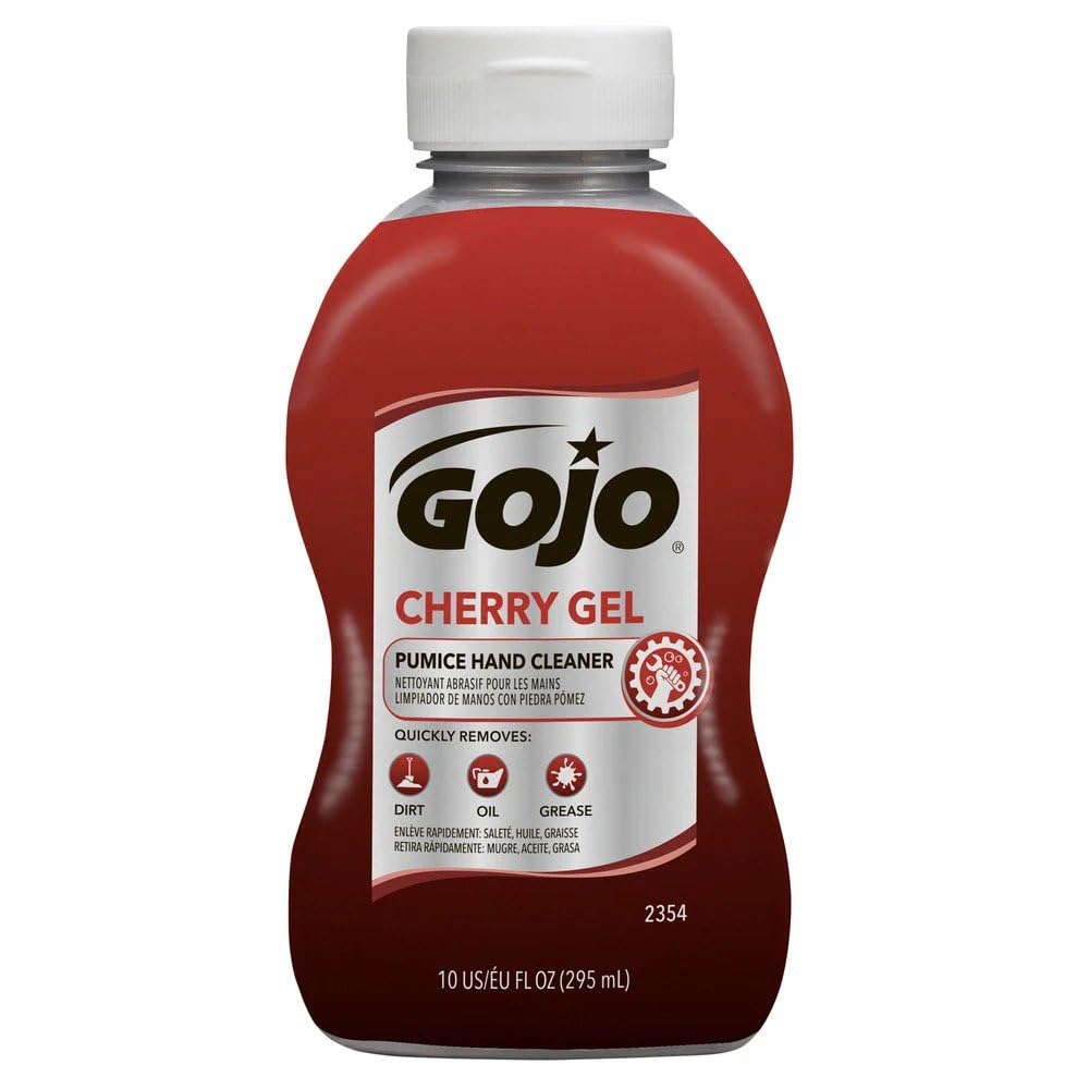 GOJO Cherry Gel Pumice Hand Cleaner, Cherry Scent, 10 Oz Bottle