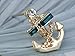 Alilang Golden Tone Blue Clear Crystal Rhinestones Nautical Anchor Stud Earrings
