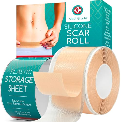 Silicone Dressing Roll [2m], Gel for Post-Caesarean & Cheloid Scars with Medi Grade Storage Strip, Fast & Effective Healing Plaster